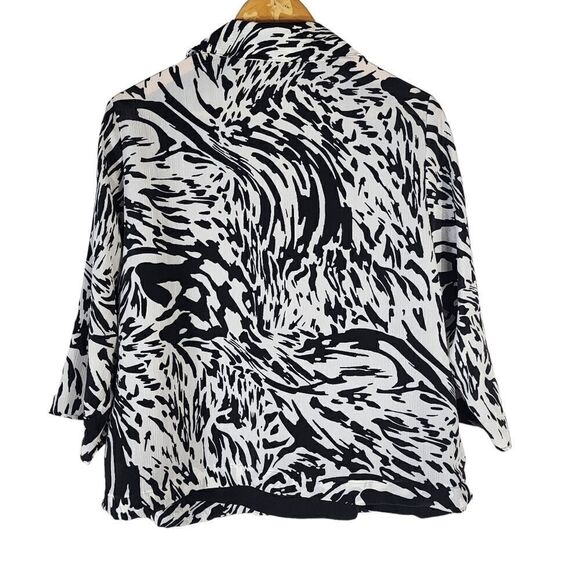JMS Just My Size Black & White Animal Print Button Down Blouse Top 1x - Picture 3 of 8